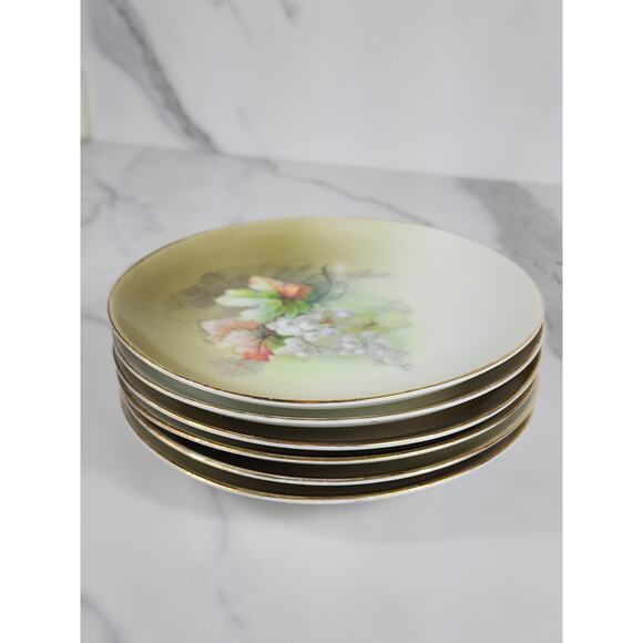 Eagle China Austria Bread Plate White Grapes Porcelain 6 1/4" Gold Trim x6 - Picture 15 of 15